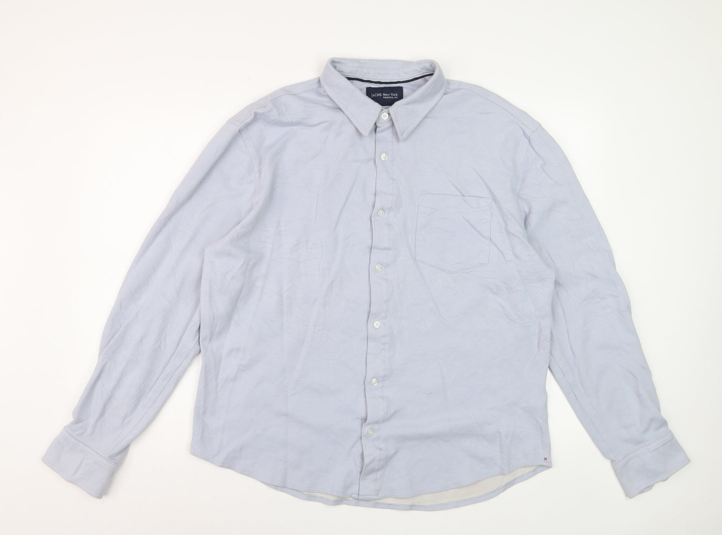 JACHS New York Men's Light Blue XL Dress Shirt Cotton Blend Long Sleeve