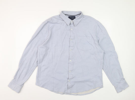 JACHS New York Men's Light Blue XL Dress Shirt Cotton Blend Long Sleeve