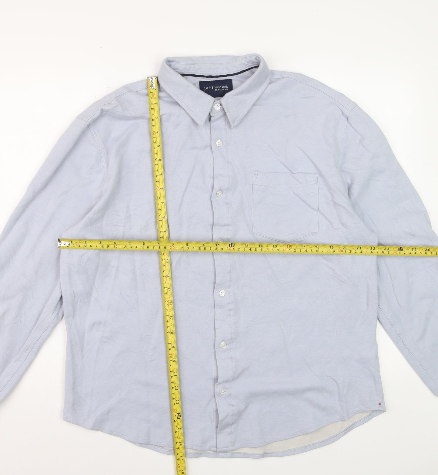 JACHS New York Men's Light Blue XL Dress Shirt Cotton Blend Long Sleeve