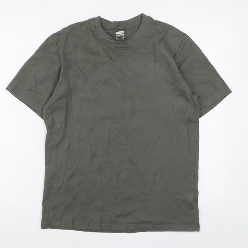 Decathlon Men's Khaki Regular Fit Cotton Short Sleeve T-Shirt Size S