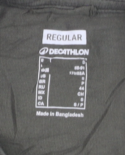 Decathlon Men's Khaki Regular Fit Cotton Short Sleeve T-Shirt Size S