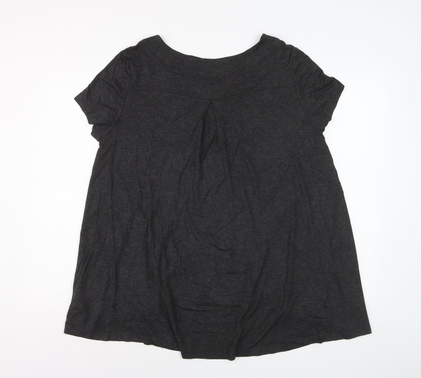 Celuu Women's Black Beaded Crew Neck Short Sleeve Jersey Top Size 16