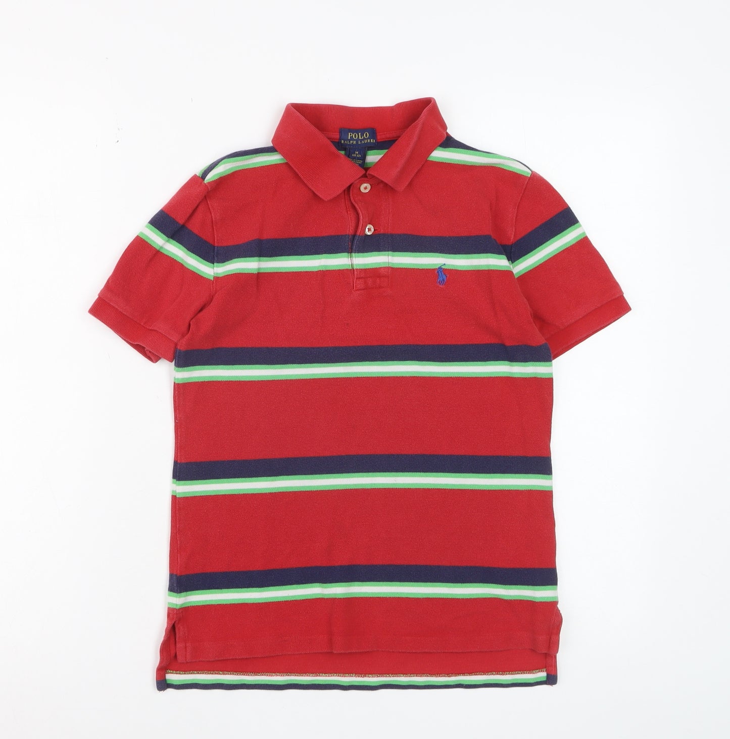 Ralph Lauren Boys Red Striped Cotton Polo Shirt Size 10-12 Years