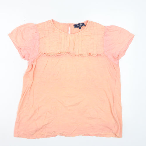 Maine New England Women’s Peach Short Sleeve Cotton Blouse Size 14