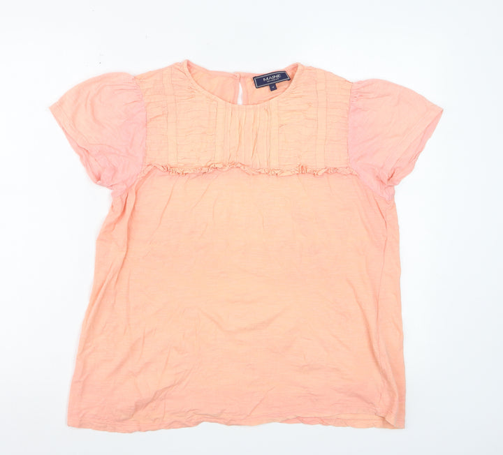 Maine New England Women’s Peach Short Sleeve Cotton Blouse Size 14