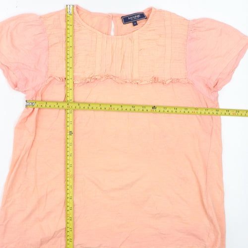 Maine New England Women’s Peach Short Sleeve Cotton Blouse Size 14