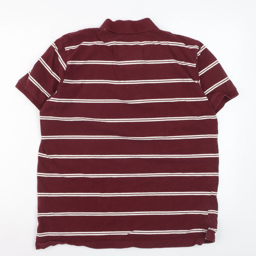 Tokyo Laundry Men's Red Striped Cotton Polo Shirt Size L