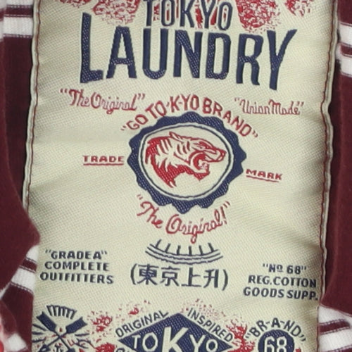 Tokyo Laundry Men's Red Striped Cotton Polo Shirt Size L