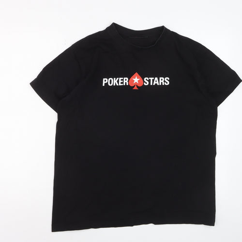 PokerStars Men's Black XL Crew Neck Graphic Print T-Shirt