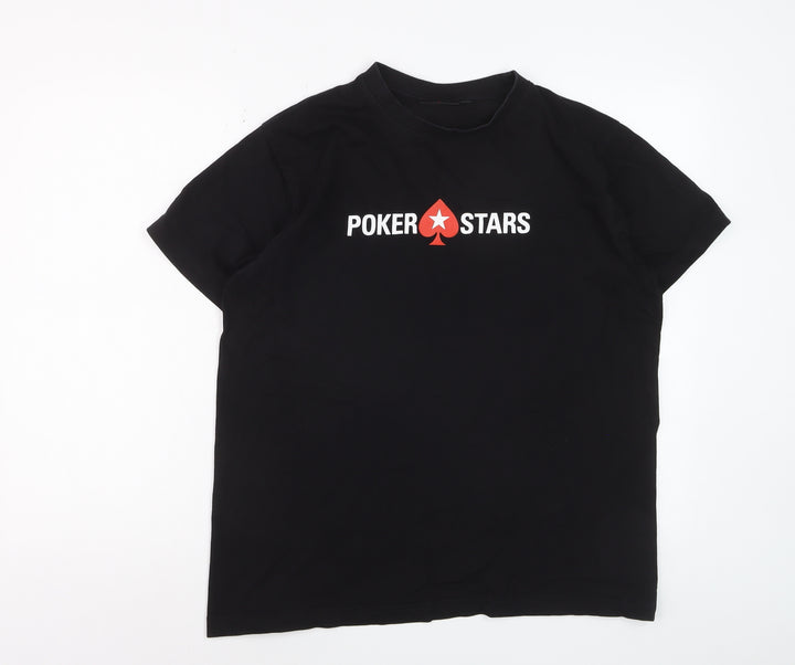 PokerStars Men's Black XL Crew Neck Graphic Print T-Shirt