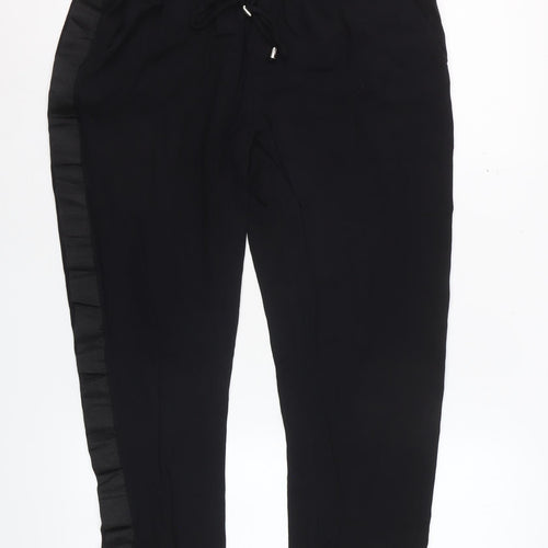Next Women Black Size 12 Jogger Trousers Viscose Drawstring Waist