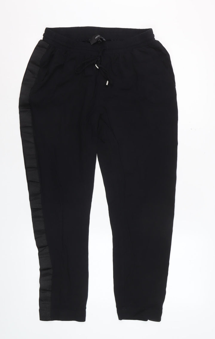 Next Women Black Size 12 Jogger Trousers Viscose Drawstring Waist