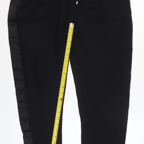 Next Women Black Size 12 Jogger Trousers Viscose Drawstring Waist