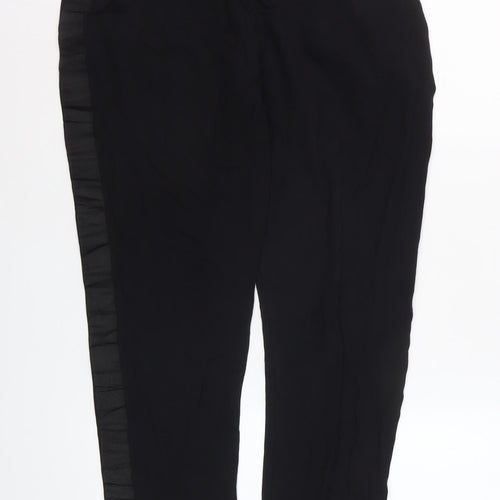Next Women Black Size 12 Jogger Trousers Viscose Drawstring Waist