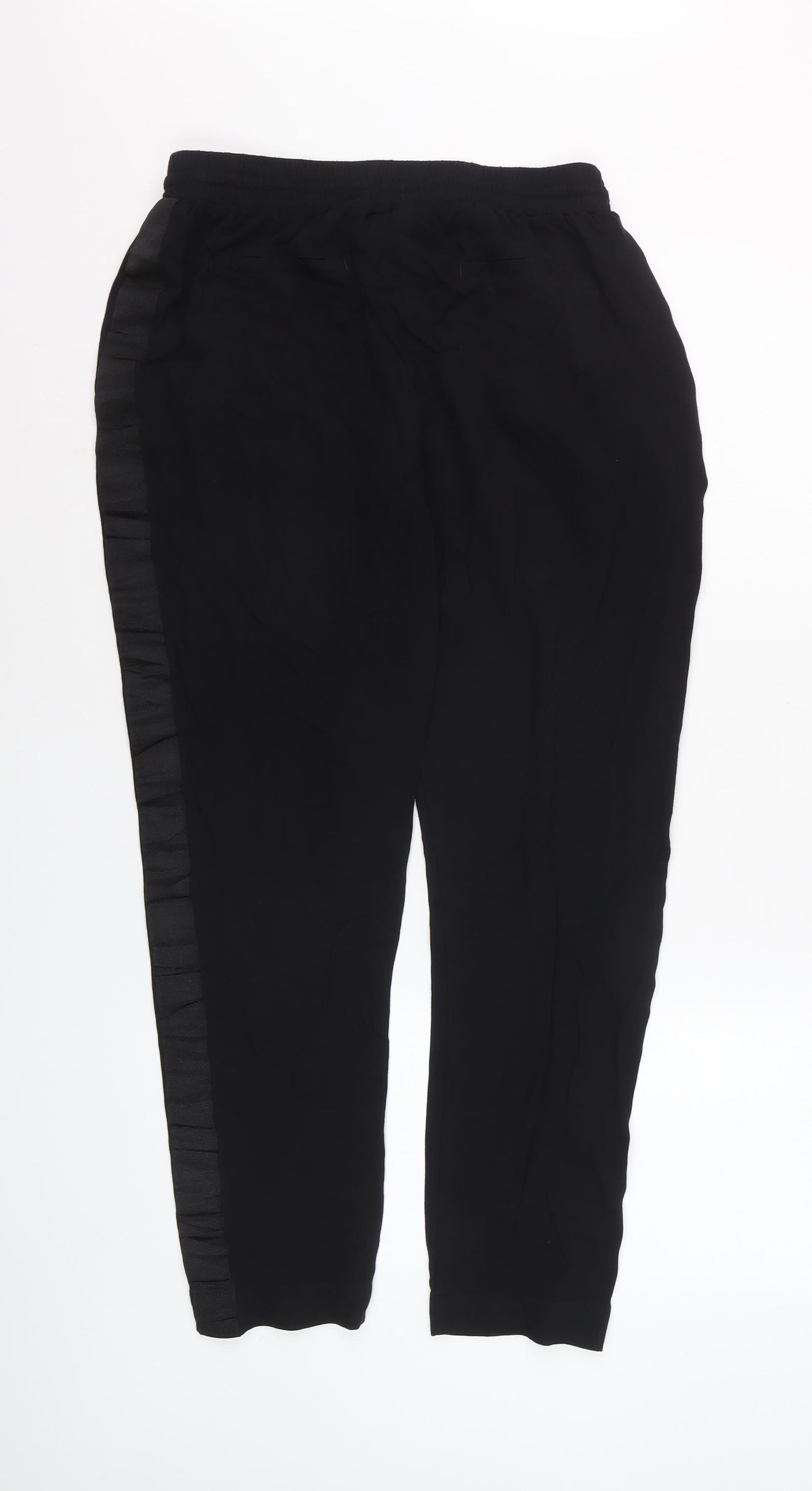 Next Women Black Size 12 Jogger Trousers Viscose Drawstring Waist