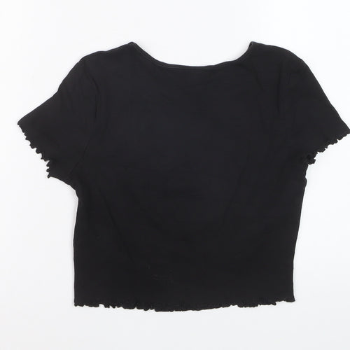 H&M Divided Womens Black Cropped Graphic T-Shirt Size S