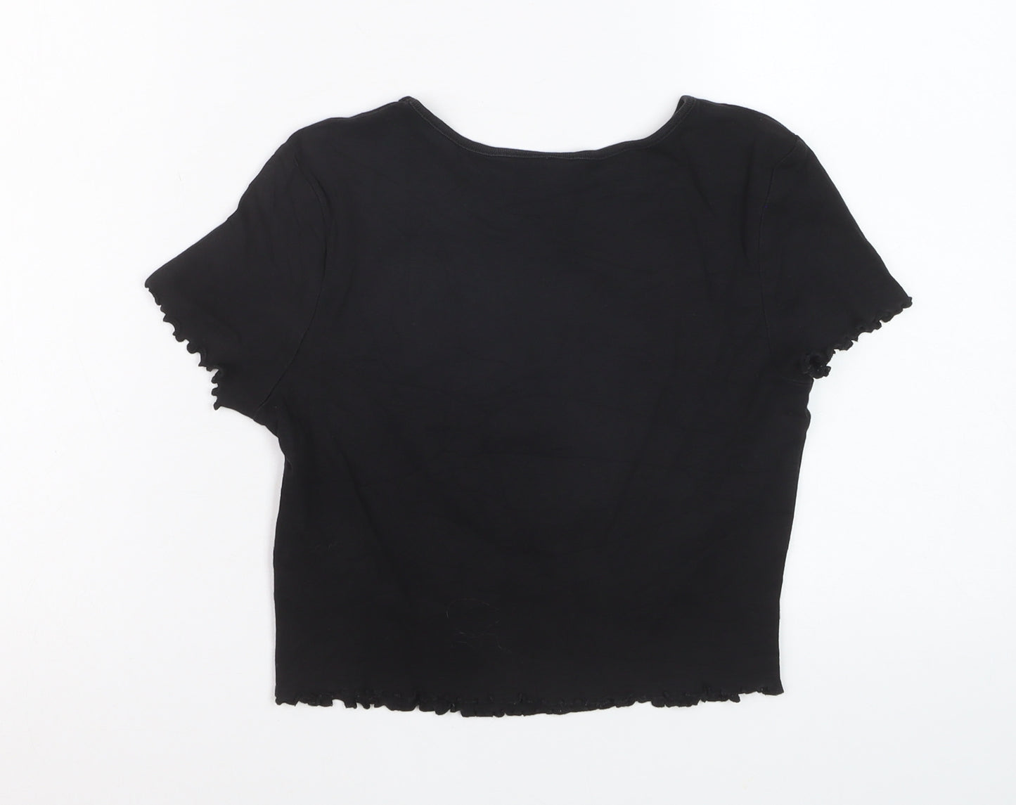 H&M Divided Womens Black Cropped Graphic T-Shirt Size S