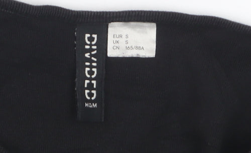 H&M Divided Womens Black Cropped Graphic T-Shirt Size S