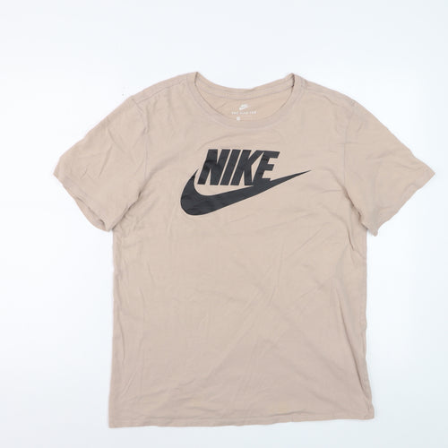 Nike Men's Beige Athletic Fit Logo T-Shirt Medium Cotton Casual