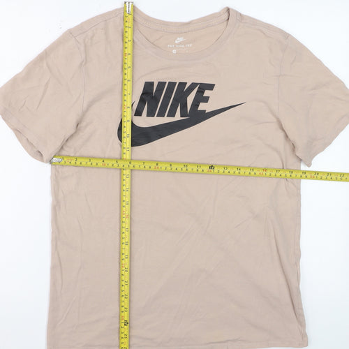 Nike Men's Beige Athletic Fit Logo T-Shirt Medium Cotton Casual