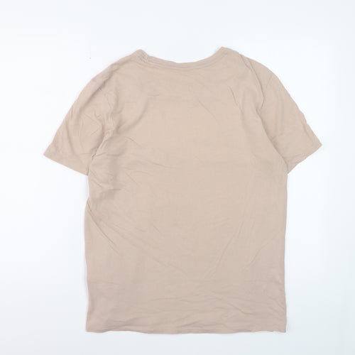 Nike Men's Beige Athletic Fit Logo T-Shirt Medium Cotton Casual