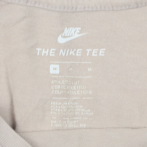 Nike Men's Beige Athletic Fit Logo T-Shirt Medium Cotton Casual
