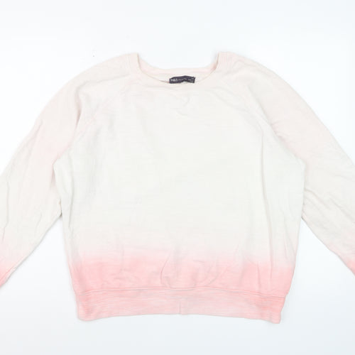 Marks and Spencer Womens Pink Ombre Cotton Pullover Sweatshirt Size 14