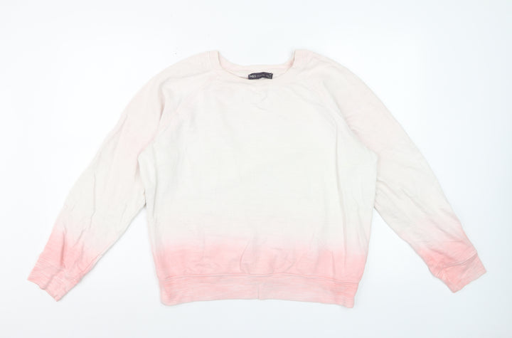 Marks and Spencer Womens Pink Ombre Cotton Pullover Sweatshirt Size 14