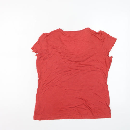 Marks and Spencer Per Una Red Beaded Scoop Neck Women's Size 14 T-Shirt