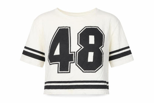 Front view of H&M Women’s White Cotton Cropped T-Shirt XS Sports Style