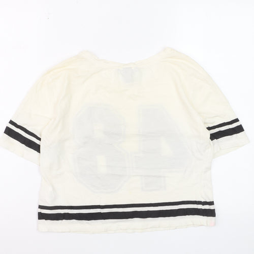 H&M Women’s White Cotton Cropped T-Shirt XS Sports Style