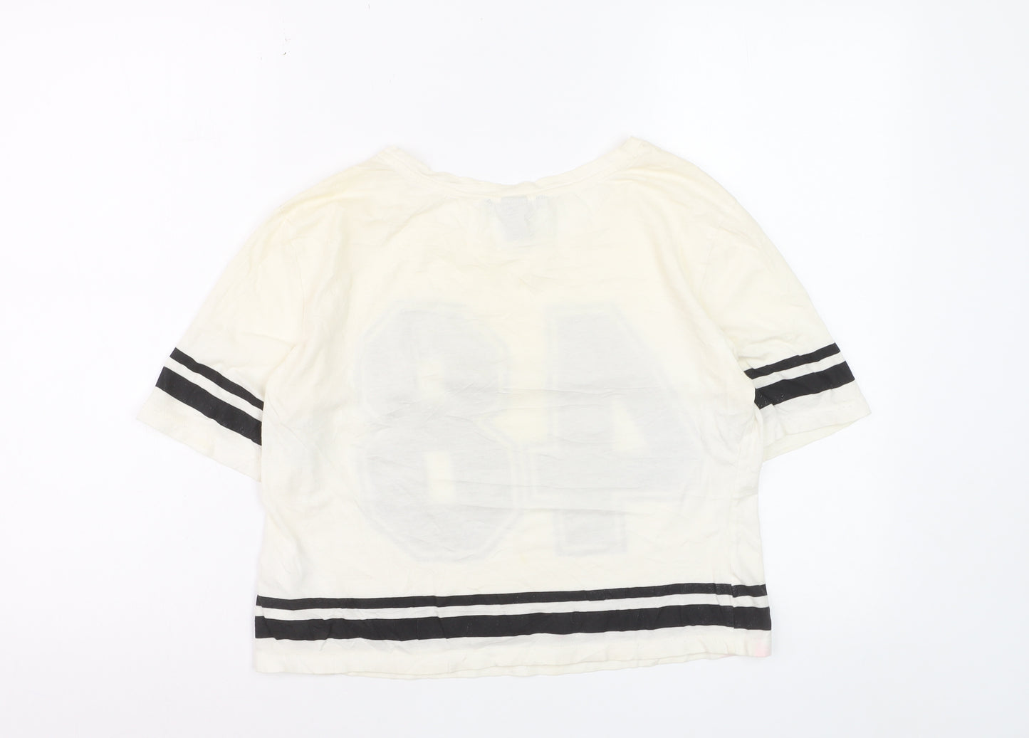 H&M Women’s White Cotton Cropped T-Shirt XS Sports Style