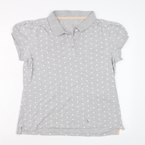 Next Women’s Grey Polka Dot Cotton Polo Shirt Size 16