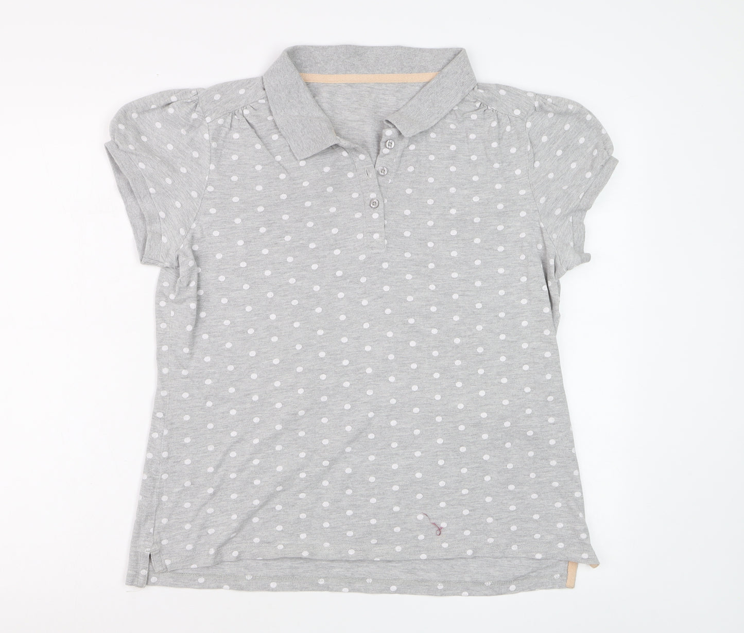 Next Women’s Grey Polka Dot Cotton Polo Shirt Size 16
