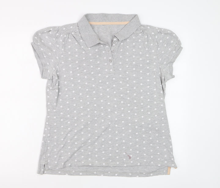 Next Women’s Grey Polka Dot Cotton Polo Shirt Size 16