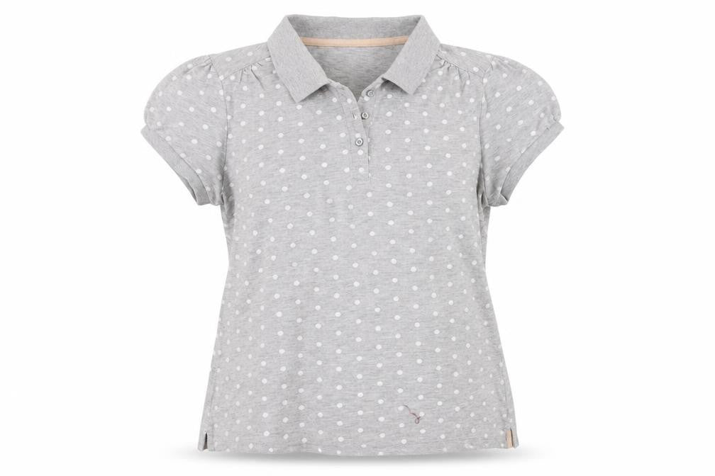 Front view of Next Women’s Grey Polka Dot Cotton Polo Shirt, size UK 16