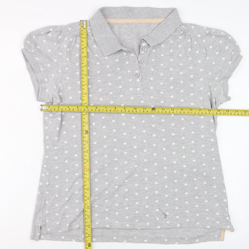 Next Women’s Grey Polka Dot Cotton Polo Shirt Size 16