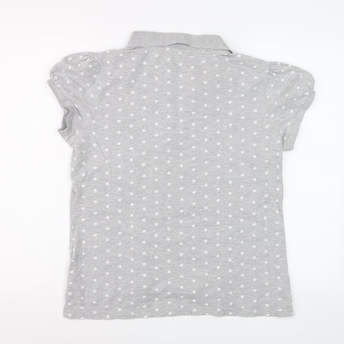 Next Women’s Grey Polka Dot Cotton Polo Shirt Size 16