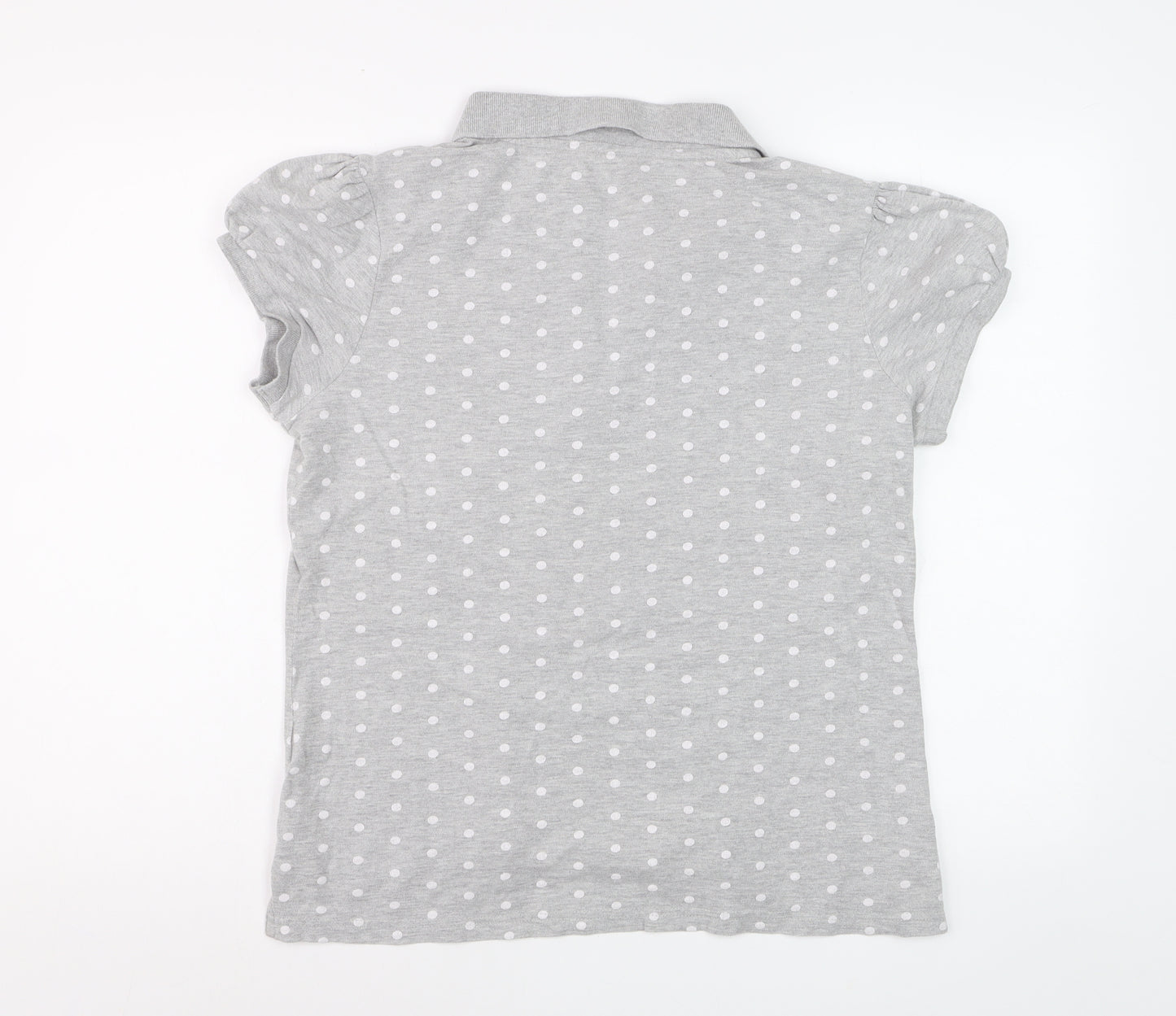 Next Women’s Grey Polka Dot Cotton Polo Shirt Size 16