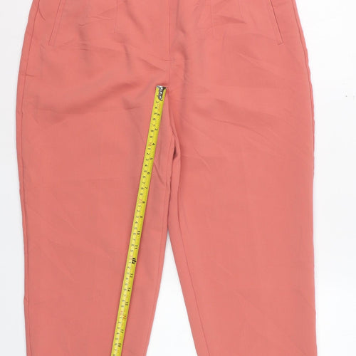 Zara Women Coral Pink High Waist Straight Trousers Size L
