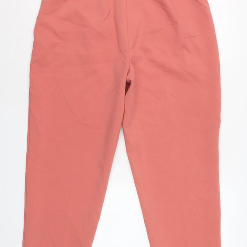 Zara Women Coral Pink High Waist Straight Trousers Size L
