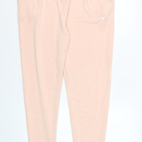 Gymshark Women Peach Joggers XXL Viscose Blend Elastic Waist