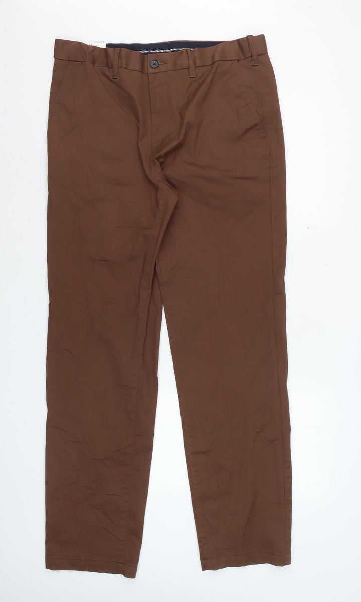 Marks and Spencer Men’s Brown Chino Trousers 34W 33L Regular Fit