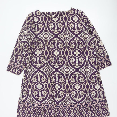 Marks and Spencer Womens Purple Geometric Tunic Blouse Size 24