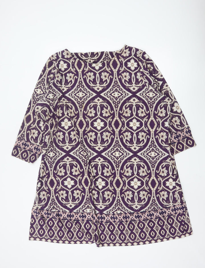 Marks and Spencer Womens Purple Geometric Tunic Blouse Size 24