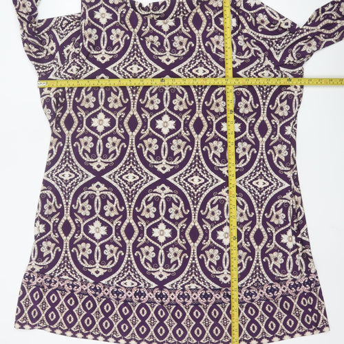 Marks and Spencer Womens Purple Geometric Tunic Blouse Size 24