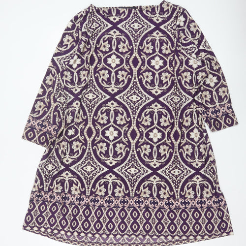 Marks and Spencer Womens Purple Geometric Tunic Blouse Size 24