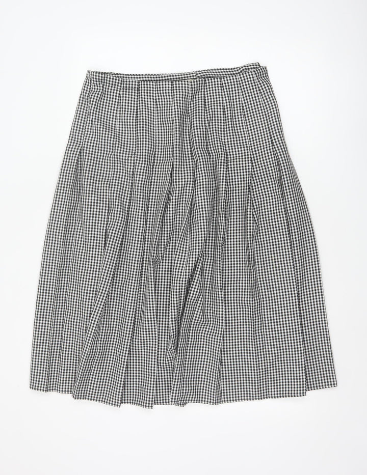 Essentials Women's Black Check Pleated Skirt Size 14