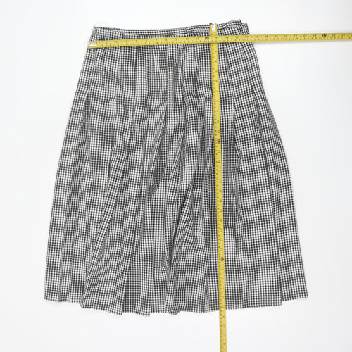 Essentials Women's Black Check Pleated Skirt Size 14
