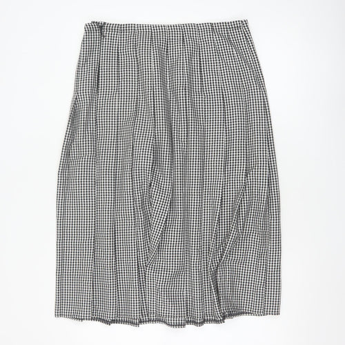 Essentials Women's Black Check Pleated Skirt Size 14
